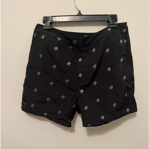 John Varvatos embroidered skull beach short black